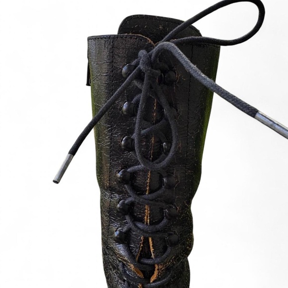 Rare Vintage Miu Miu Distressed Leather Lace Up Boots - Picture 5 of 8